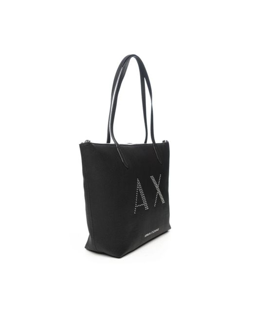 Armani Exchange Black Schwarze handtasche mit nieten aw21