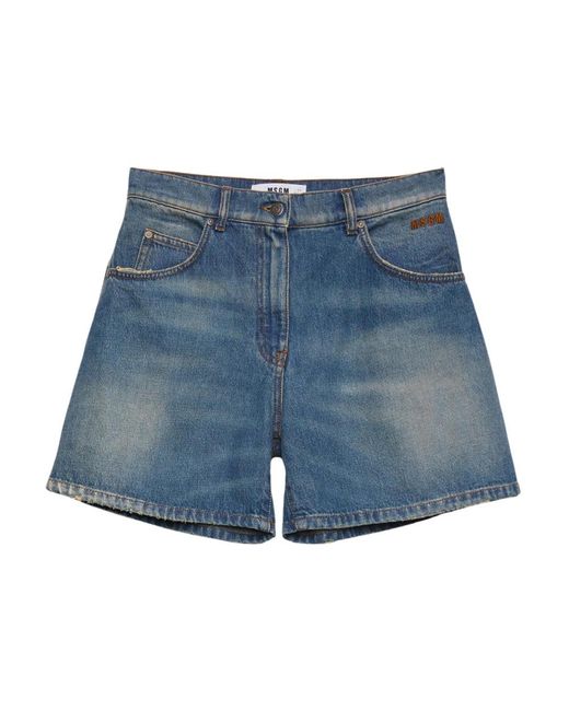 MSGM Blue Denim Shorts