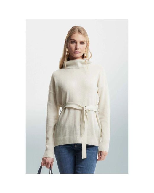 Kocca White Woll-polo-halspullover mit gürtel