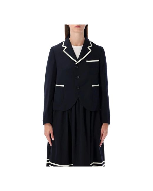 Comme des Garçons Jassen ,Blauw ,Wol Wol Blazer Jas in het Black