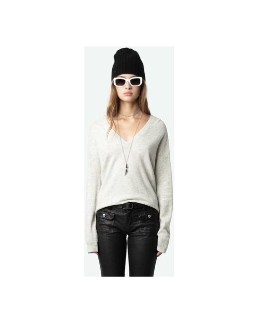 Zadig & Voltaire White Grauer cashmere stern-patch pullover