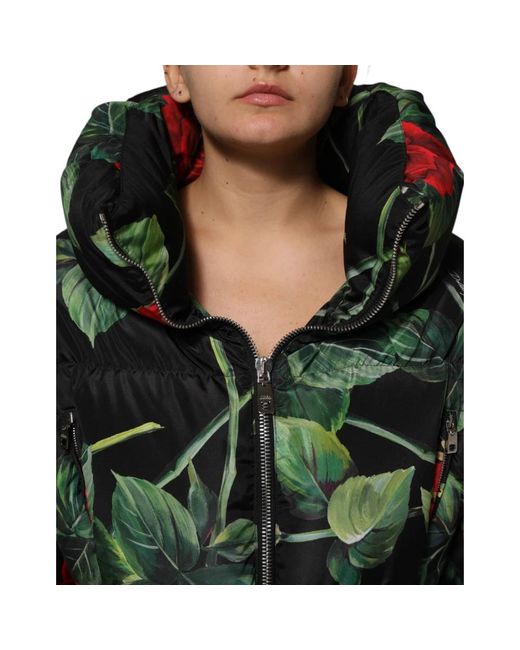 Dolce & Gabbana Bloemen Puffer Jas in het Green