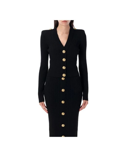 Balmain Truien & Vesten ,Zwart ,Zwarte Gedraaide Gebreide Vest in het Black