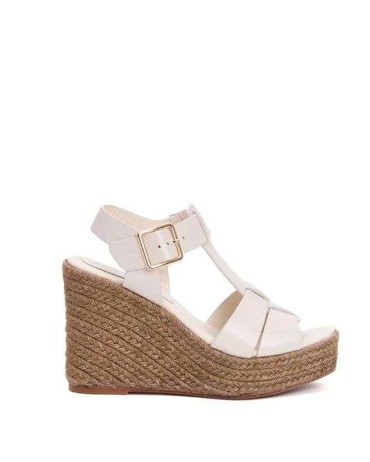 Paloma Barceló White Weiße Ledersandalen Mit Keilabsatz Ss25