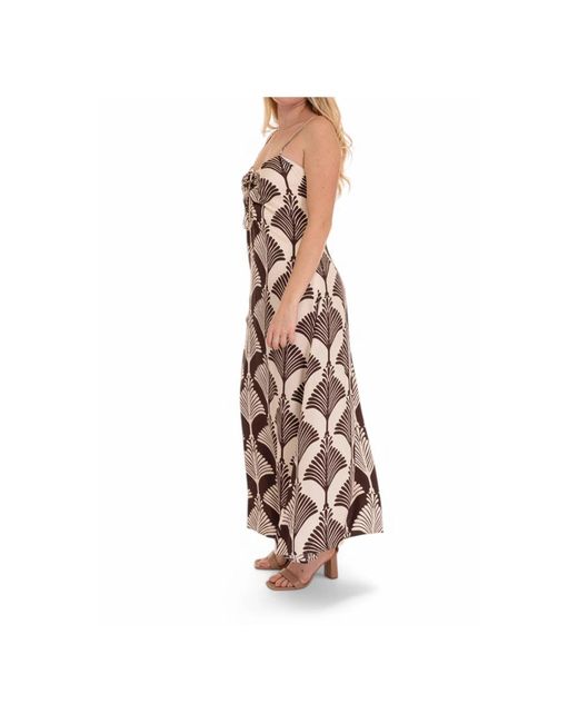 Pennyblack Brown Maxikleid Mit Palmenmuster