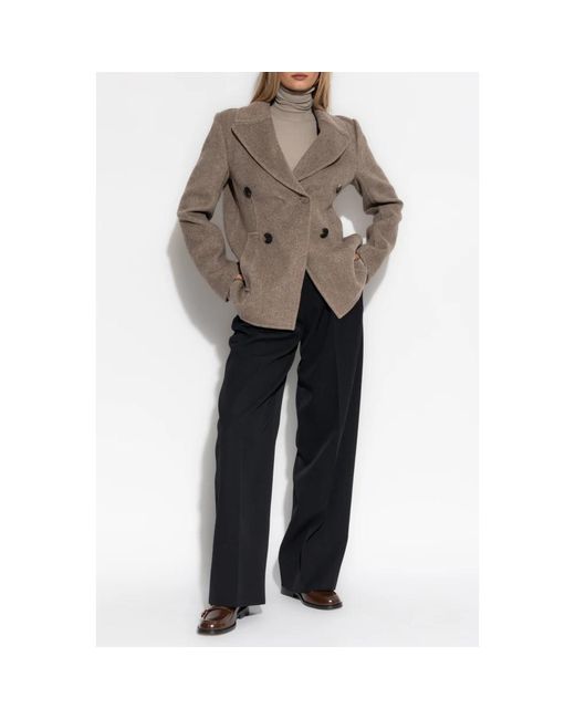 Tory Burch Brown Double-Breasted Coats
