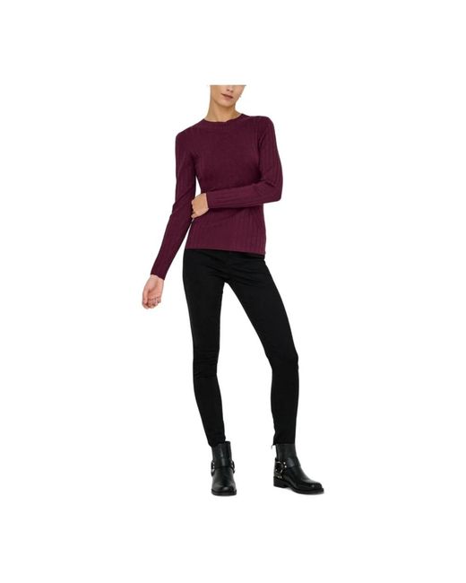 Jacqueline De Yong Round-Neck Knitwear in het Purple