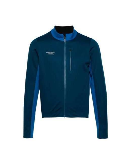 Pas Normal Studios Hoodies & Sweatvesten ,Blauw ,Leer Blauw Geïsoleerd Kleurblok Jas in het Blue voor heren