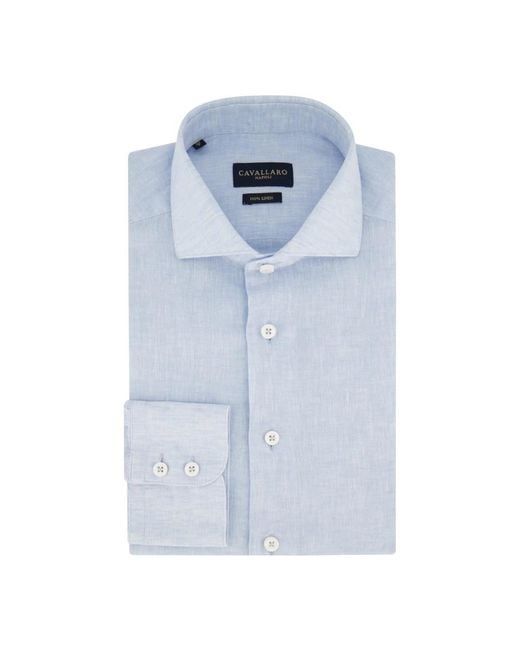 Cavallaro Napoli Zakelijk Overhemd Lichtblauw Slim Fit in het Blue voor heren