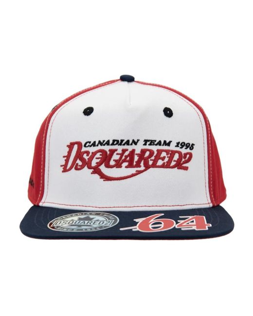 DSquared² Red Bestickte Baseballkappe Mit Silikondetail