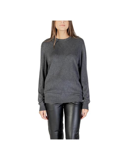 Guess Gray Round-Neck Knitwear