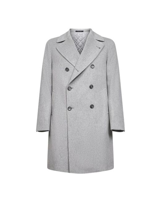 Tagliatore Gray Double-Breasted Coats for men
