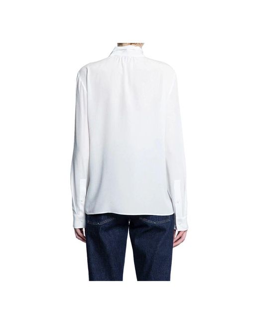 Burberry White Weiße Crêpe Halsbindebluse
