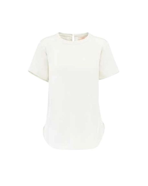 Ivi White Solid Round Neck Top