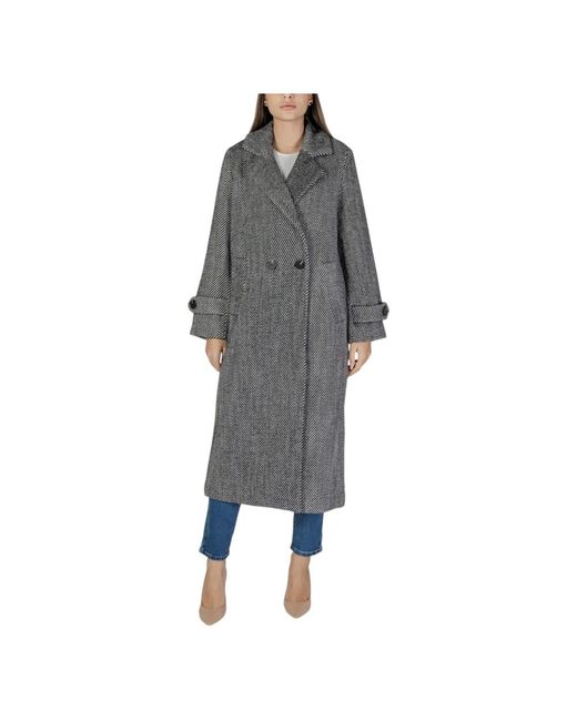 Vila Gray Double-Breasted Coats