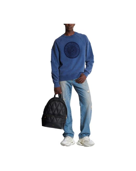 Felpa a coste con ricamo "coin" di Balmain in Blue da Uomo
