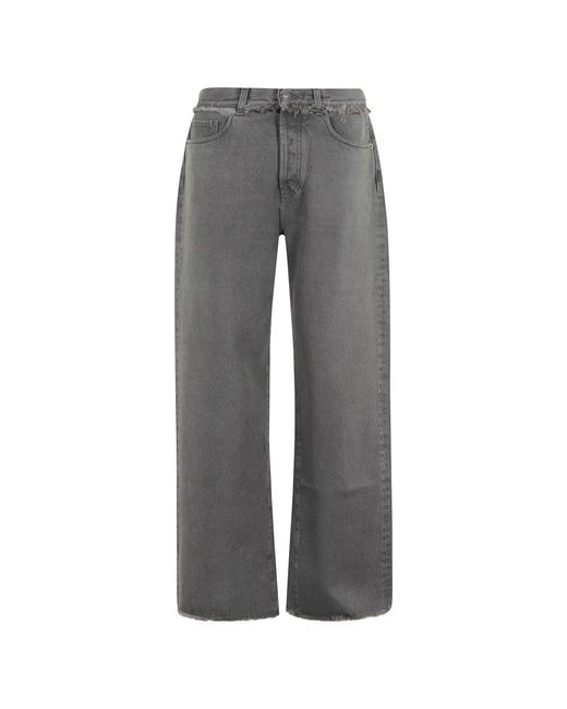 Alanui Jeans ,Grijs ,Grijze Wide Leg Jeans Met Lage Taille in het Gray