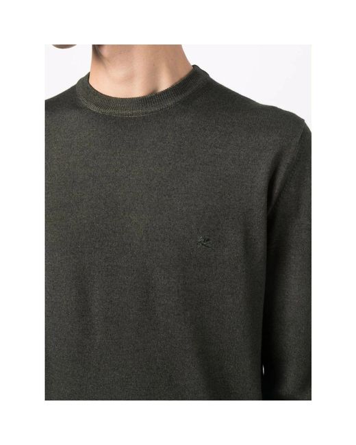 Etro Green Round-Neck Knitwear for men