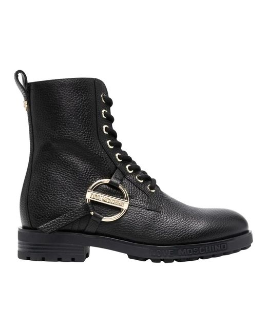 Love Moschino Black Lace-Up Boots
