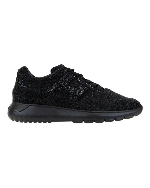 Hogan Black Glitzer leder schnürschuhe