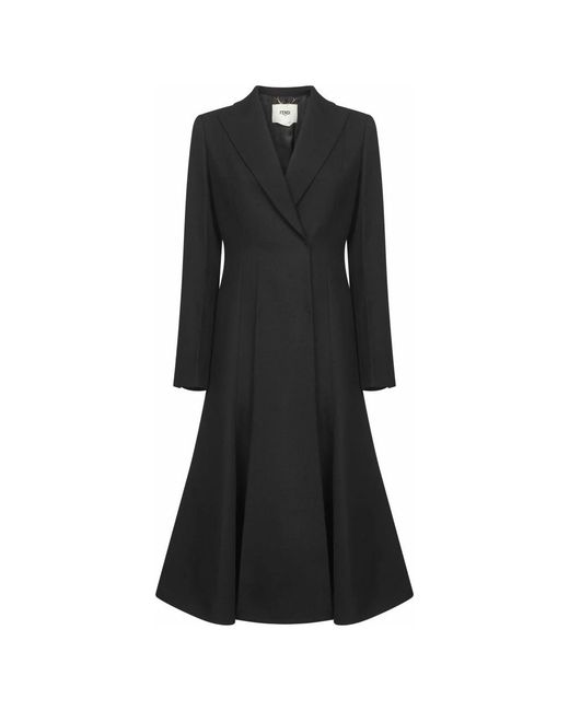 Fendi Jassen ,Zwart ,Wol Zwarte Wol Peplum Jas in het Black