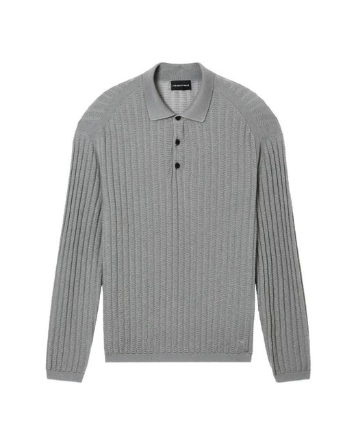 Emporio Armani Gray Round-Neck Knitwear for men