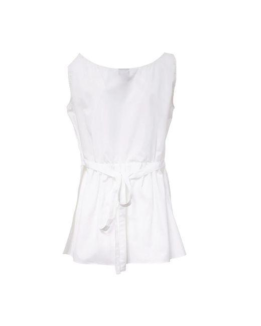 Aspesi Tops ,Wit ,Katoen Mouwloze Top Met Ronde Hals in het White