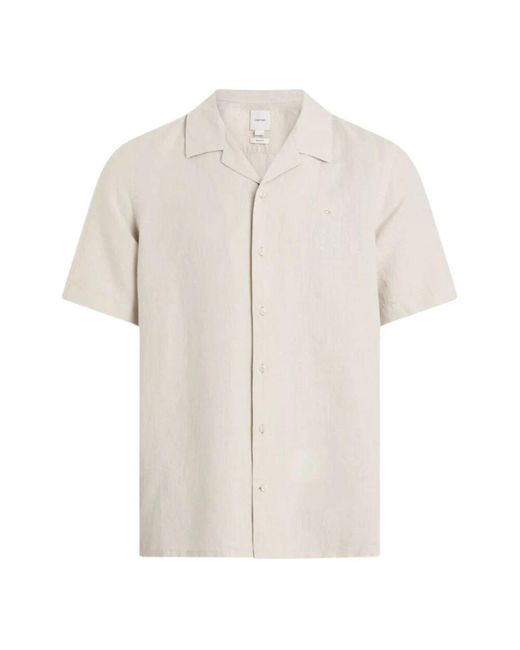 Calvin Klein Kurzarmhemd in Natural für Herren