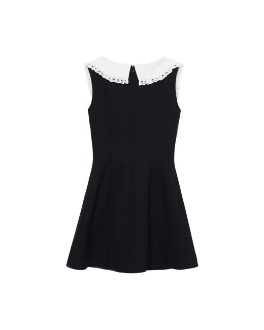 ShuShu/Tong Black V-Ausschnitt Schleifen-Detail Schwarz/Weiß Kleid