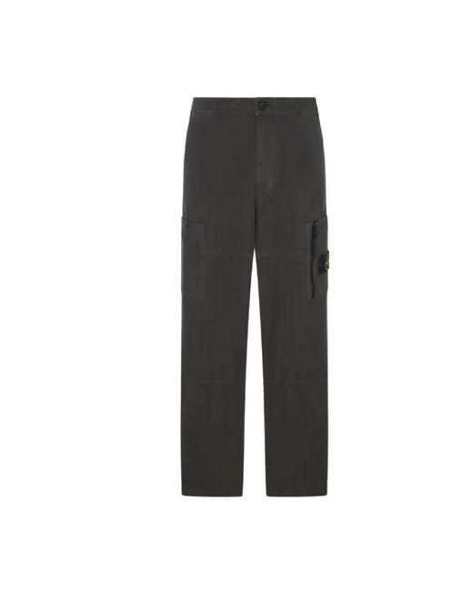 Stone Island Gray Straight Trousers for men
