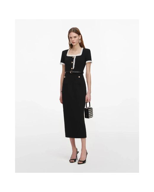Self-Portrait Black Midi Dresses