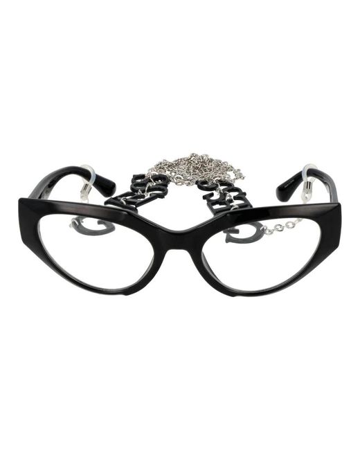 Guess Black Cat Eye Eyeglasses Chain Detail