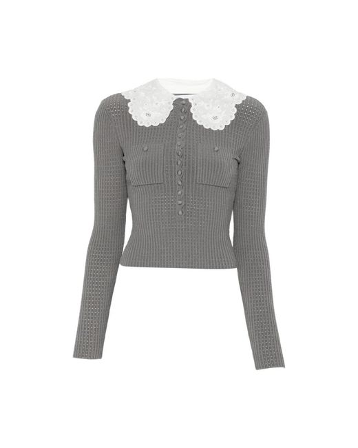 Round-Neck Knitwear Self-Portrait en coloris Gray