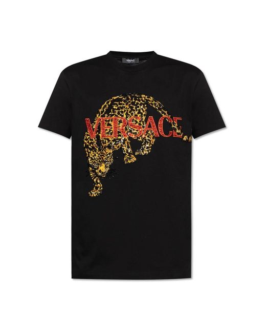 Versace T-Shirt Met Glinsterende Applicaties in het Black voor heren