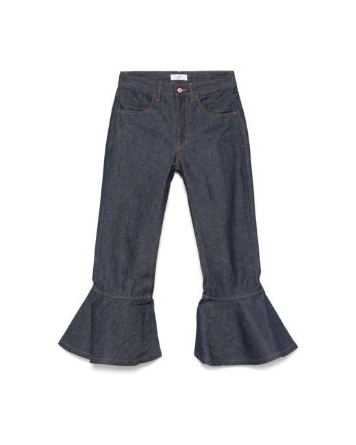BITE STUDIOS Jeans ,Blauw ,Katoen Donkerblauwe Flared Jeans in het Blue