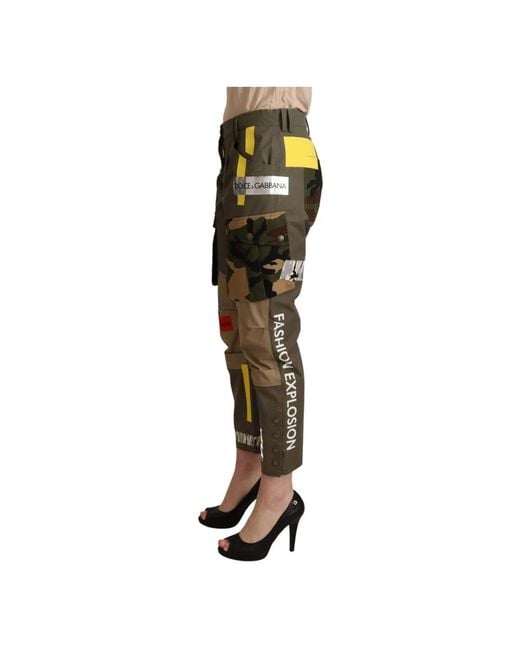 Dolce & Gabbana Green Camo Patchwork Trousers Pan72085