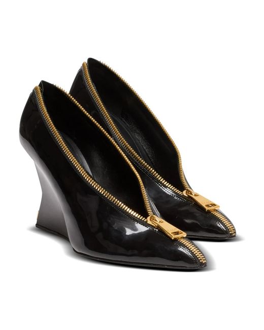 Balmain Schoenen ,Zwart ,Leer Zip Wedge Pumps in het Black
