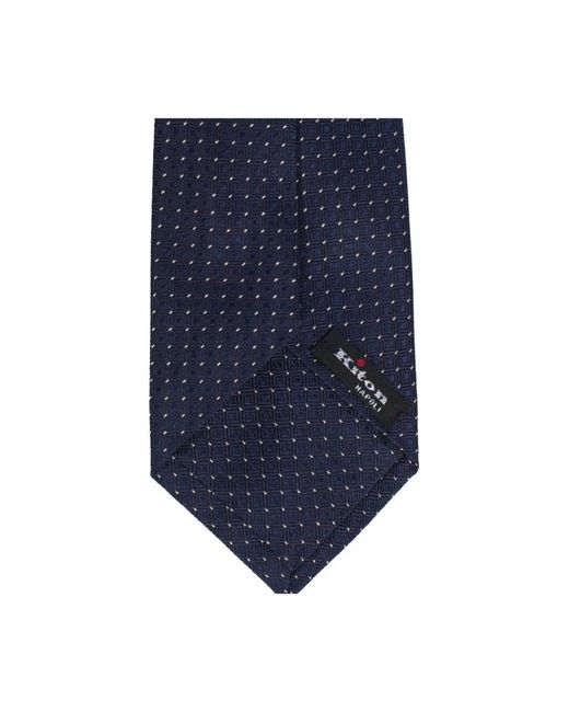 Kiton Accessoires ,Blauw ,Handgemaakte Zijden Stropdas Met Zeven Vouwen in het Blue voor heren