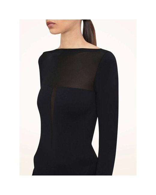 Wolford Kleedjes ,Zwart ,Wol Zwarte Lange Mouw Ondoorzichtige Jurk in het Black