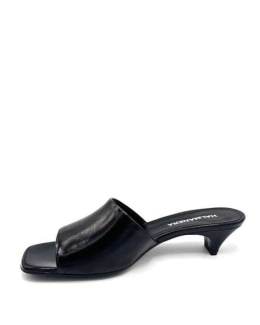 Halmanera Black Heeled Mules