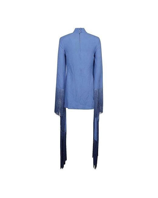 Taller Marmo Blue Mini Del Mar Fringed Mini Dress