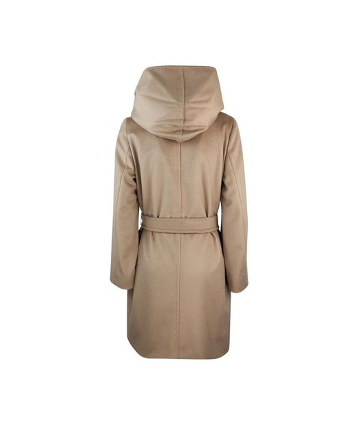 Max Mara Bruine Wollen Jas in het Natural
