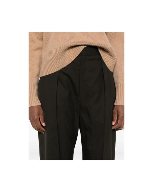 Lemaire Zwarte Geplooide Voorkant Knoopsluiting Broek in het Black