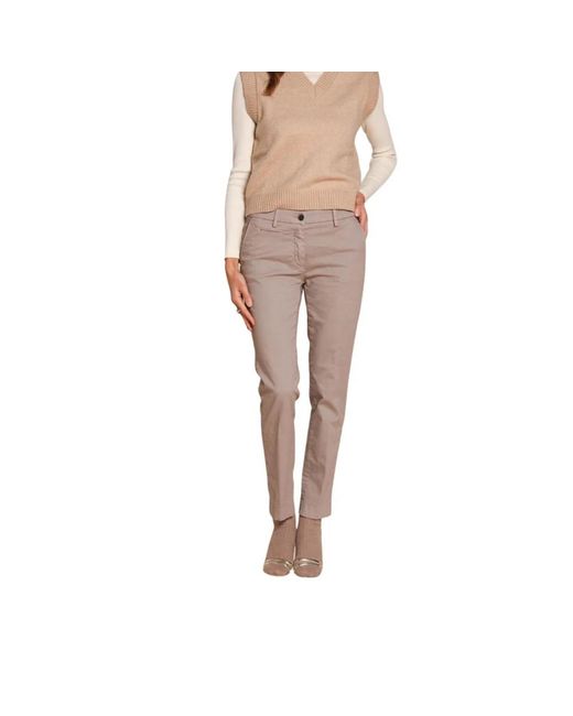 Mason's Broeken ,Katoen Slim Fit Satin Chino Broek in het Natural