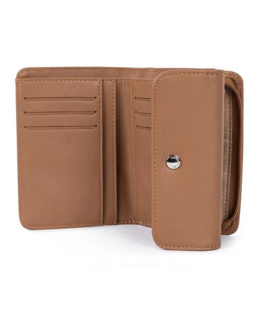 Lancaster Accessoires ,Bruin ,Leer Portefeuille A Rabat Avec Pression Soft Pm in het Brown
