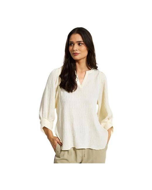 iN FRONT White Juliane bluse creme 3/4 ärmel