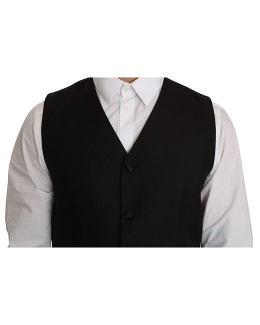Dolce & Gabbana Elegante schwarze seidenmischung formelle weste in Black für Herren