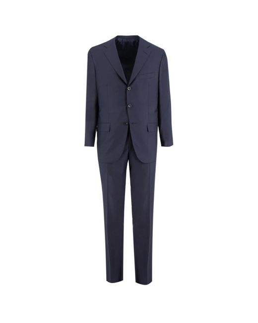 Kiton Blue Single Breasted Suits for men
