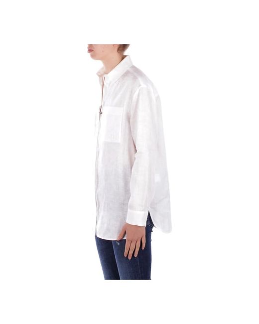 Max Mara Overhemden ,Wit ,Linnen Witte Linnen Blouse Met Knoopsluiting in het White
