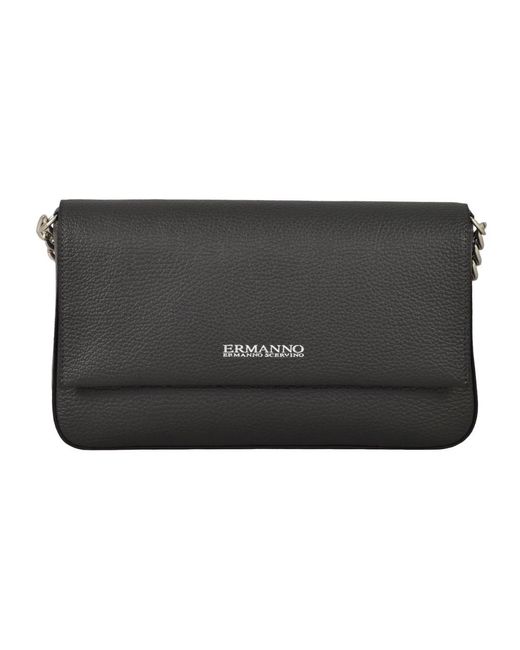 Ermanno Scervino Black Delizia Baguette Leder Schultertasche